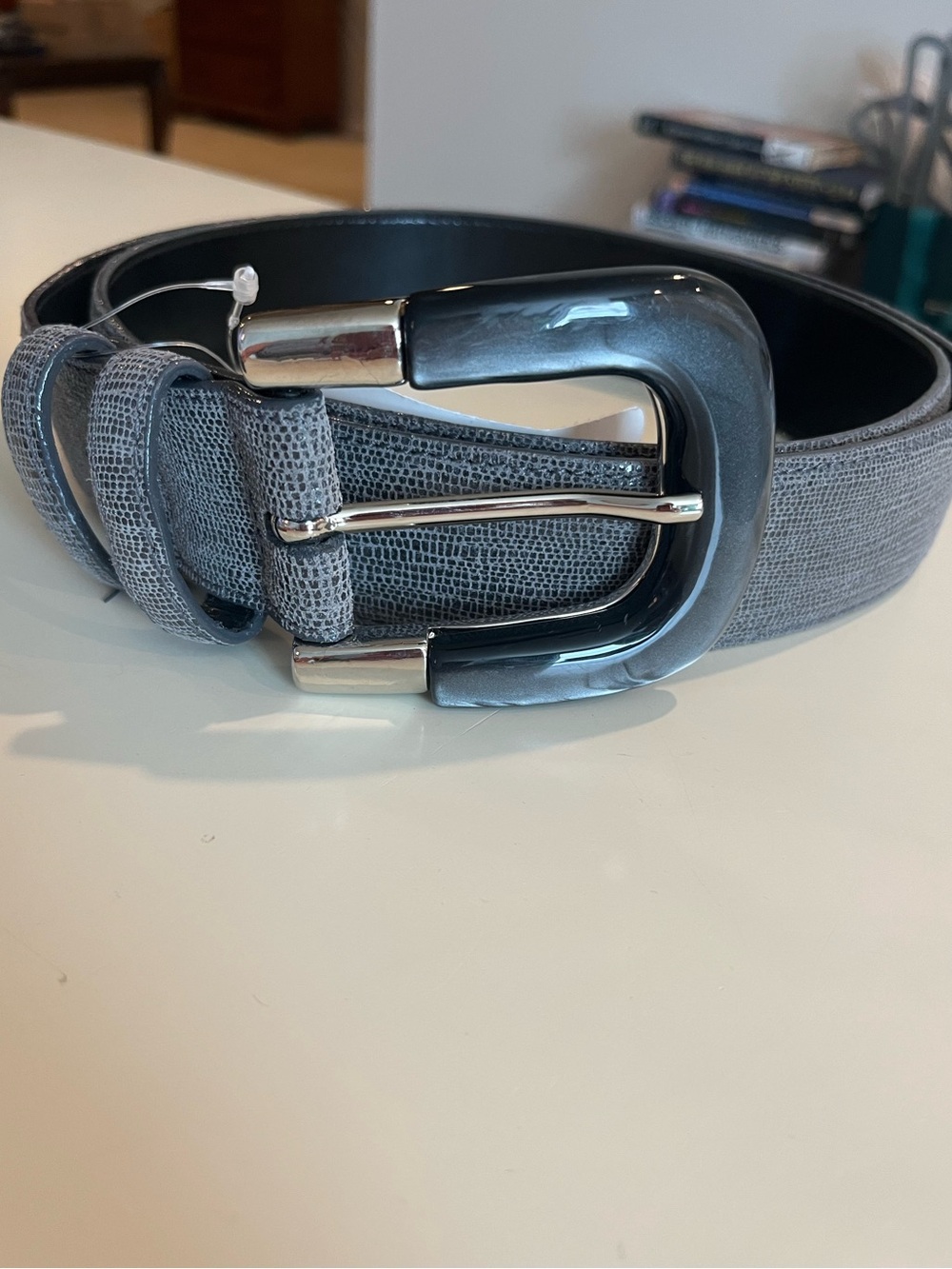 Carlisle Light and Dark Grey Lizard Embossed Belt - NWT - size XXL